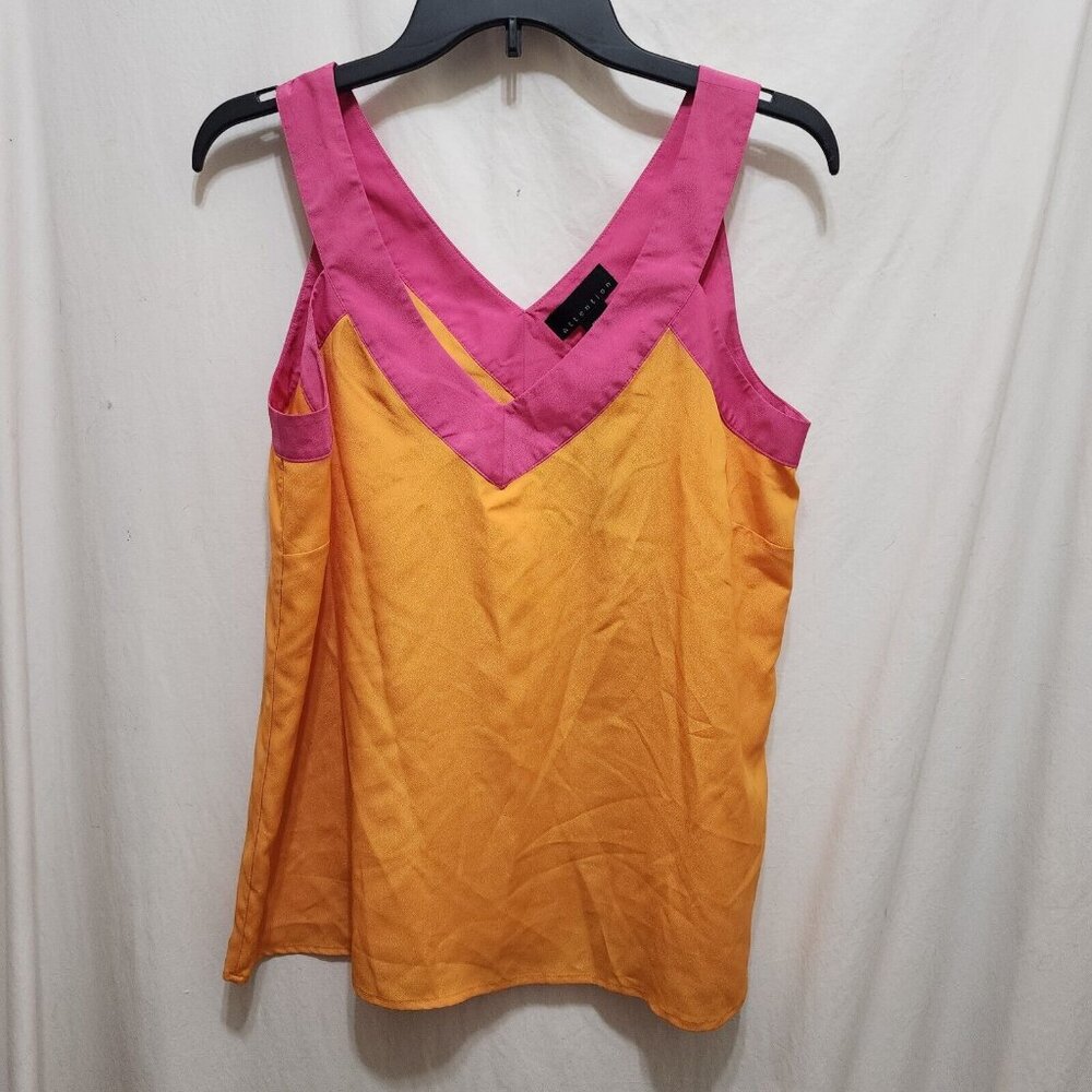 Attention‎ Orange with Pink Trim Tank Top Size M New